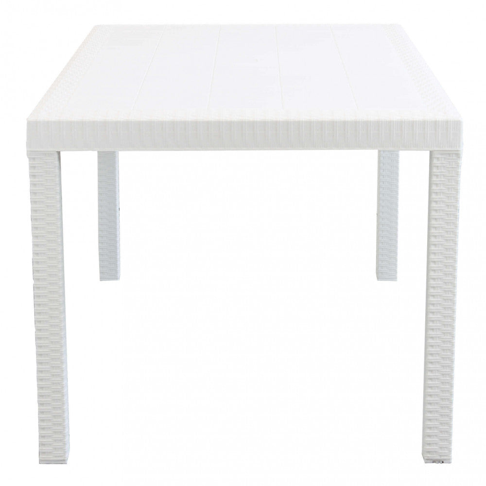 Tavolo 150x90 cm Rettangolare Fisso in Wicker Bianco