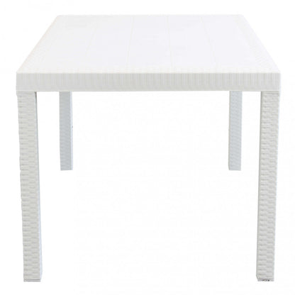 Tavolo 150x90 cm Rettangolare Fisso in Wicker Bianco