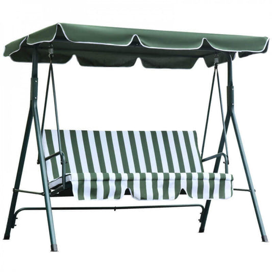 Dondolo Relax Verde 170x110x153 cm con Cuscino a Righe