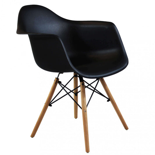 Set di 4 sedie con Braccioli, marrone e nero, metallo e legno Design Moderno