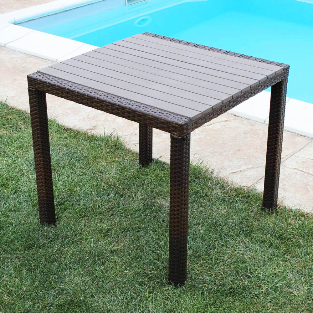 Tavolo Quadrato 80x80 cm Marrone per Esterno