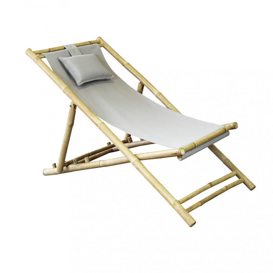 Sdraio Dondolo Bamboo Marrone con Cuscino 117x60x68 cm