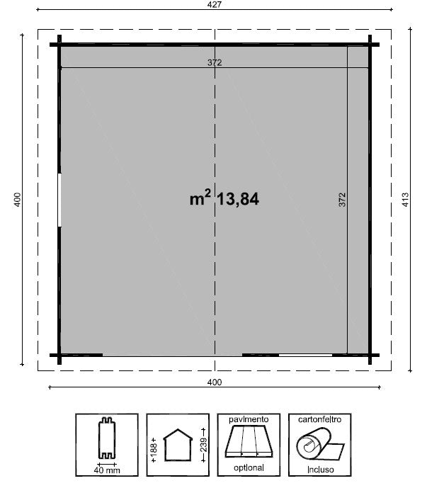 Casetta 40 mm in Legno 4x4 Giardino Rimessa Attrezzi Blockhouse Box Ripostiglio
