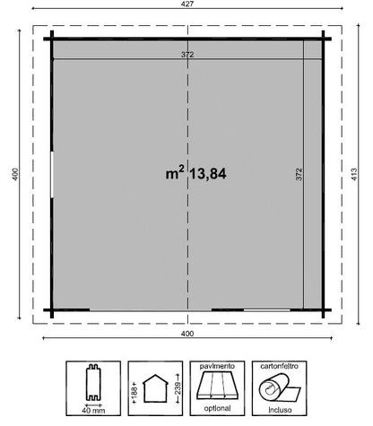 Casetta 40 mm in Legno 4x4 Giardino Rimessa Attrezzi Blockhouse Box Ripostiglio