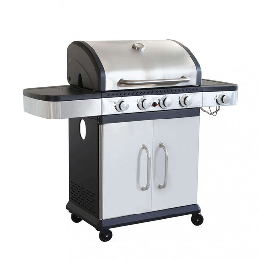 Barbecue a gas in acciaio inox 4 fuochi con fornello laterale da Esterno
