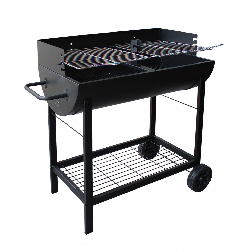 Barbecue a carbonella con 2 griglie in acciaio nero