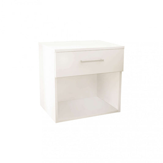 Comodino Salone camera da Letto bianco in truciolare bilaminato, 44x33x43,5 cm