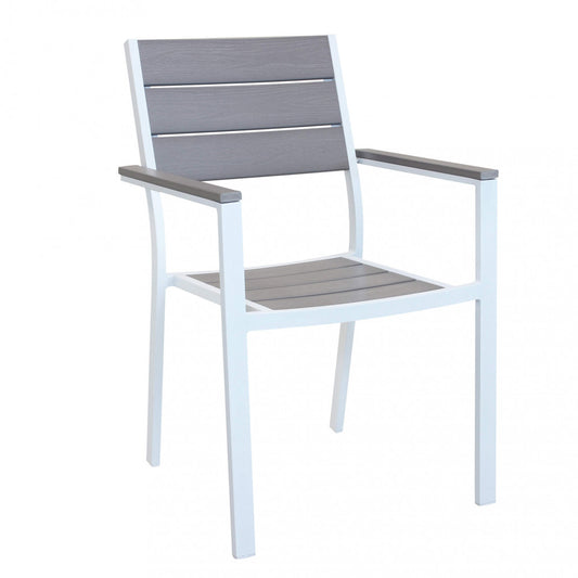 Sedia con Braccioli in Polywood e Alluminio Grigio/Bianco