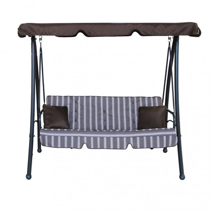 Dondolo Antigua Marrone 208x116x168 cm con Cuscino Rigato