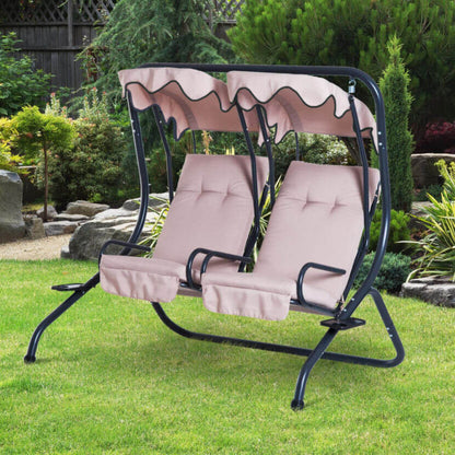 Dondolo Beige struttura Nera 174x136x182 cm con Sedute Separate