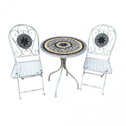 Set tavolo e Sedie bianco Grigio rotondo Salotto Esterno