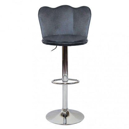 Sgabello in Velluto Grigio con Struttura in Metallo 101 cm