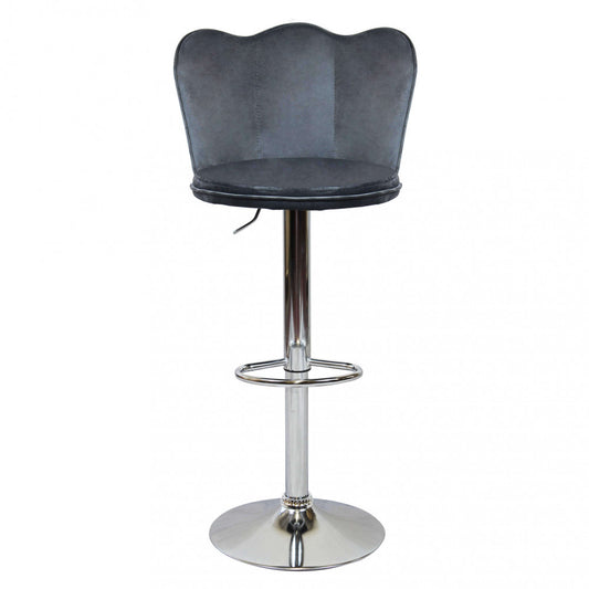 Sgabello in Velluto Grigio con Struttura in Metallo 101 cm