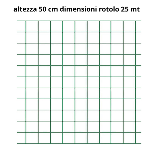 Rete per recinzioni plastificata verde H 50 cm maglia 12x12 mm
