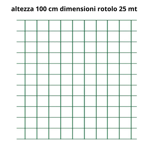 Rete per recinzioni plastificata verde H 100 cm maglia 12x12 mm