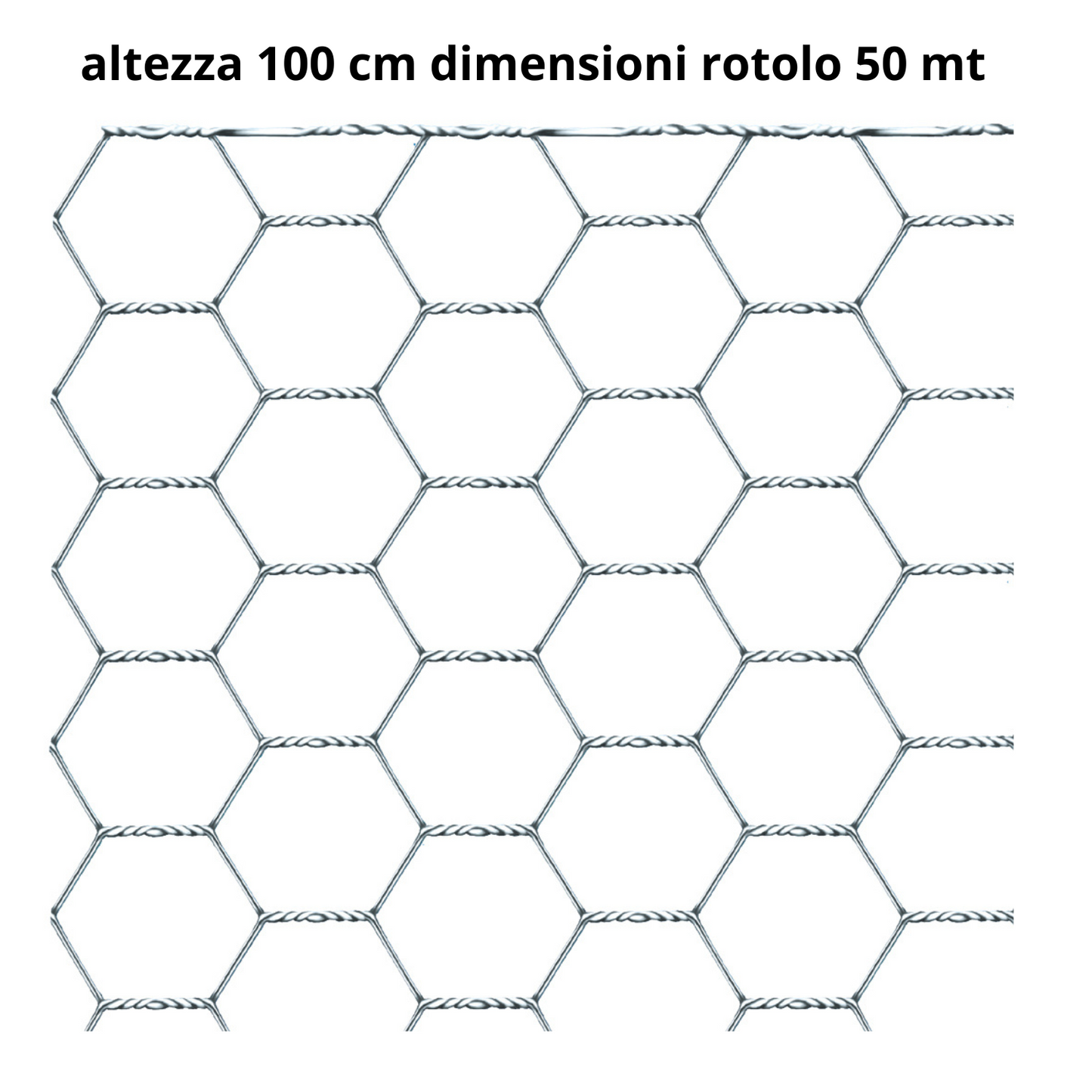 Rete per recinzioni tripla torsione H 100 cm maglia 16 mm