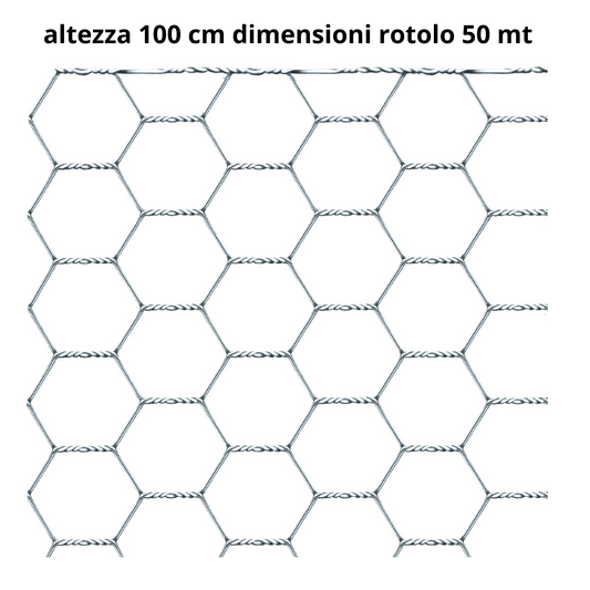 Rete per recinzioni tripla torsione H 100 cm maglia 16 mm