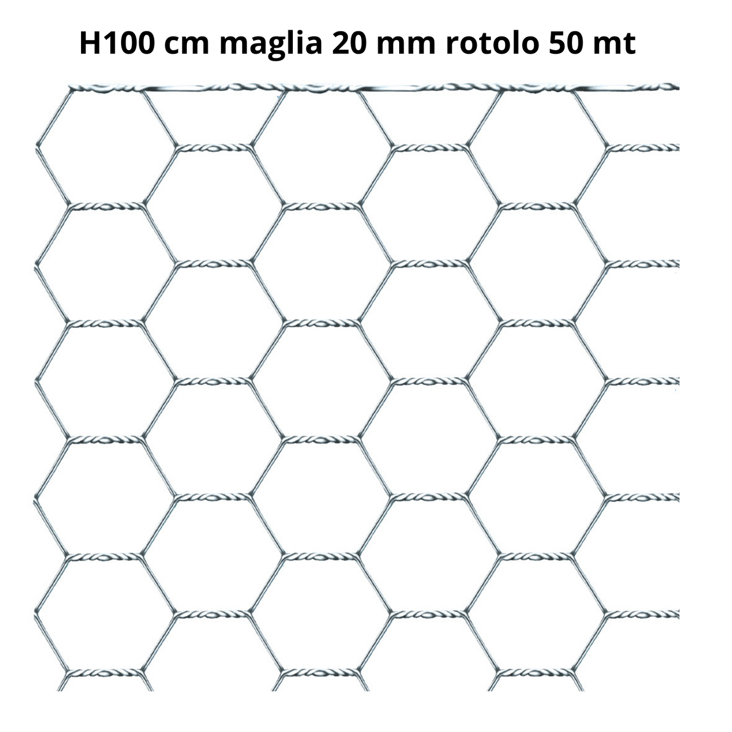 Rete per recinzioni tripla torsione H 100 cm maglia 20 mm