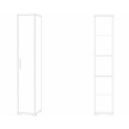 Armadio 1 Anta 200 da Ufficio Bianco Nero Mobile Ripiani a Colonna Bagno