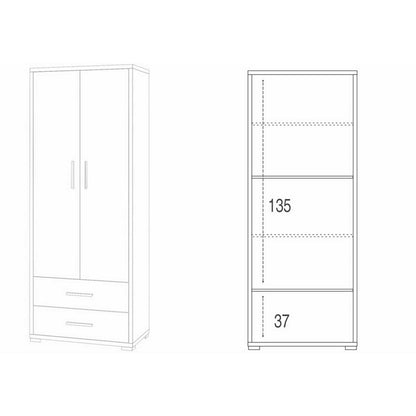 Armadio 2 Ante con Cassetti Bianco Noce in Legno Documenti Ufficio Mobile