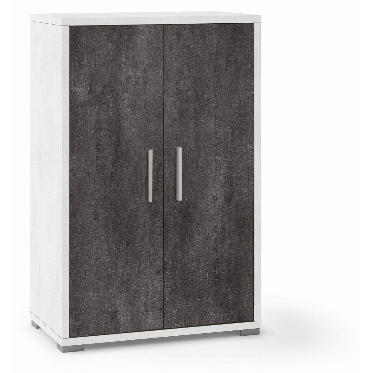 Armadio 2 Ante Ossido Bianco Nero Credenza Multiuso con Ripiani Mobile