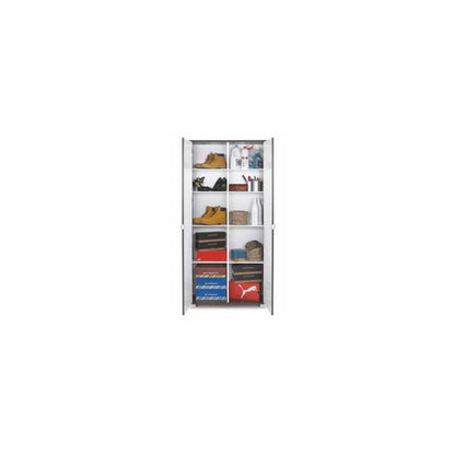 Armadio a 2 Ante Slim Mobile 190 Grigio con Specchio Ripiani Ingresso Scarpiera