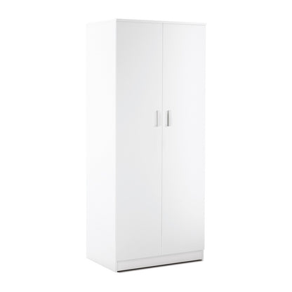 Armadio Bianco 180 2 Ante Appendiabiti Mobile con Ripiano Ufficio Camera Letto