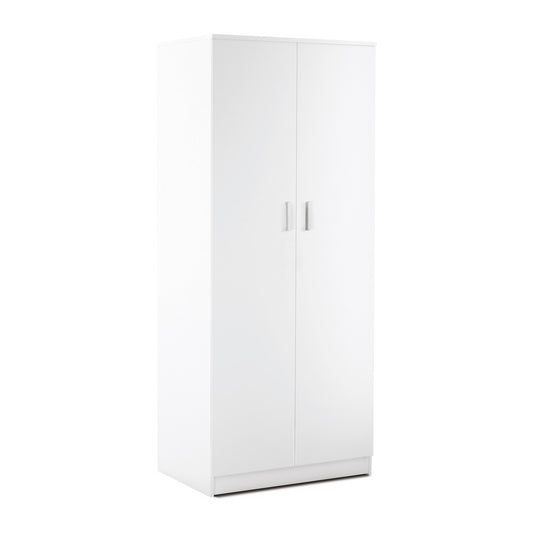 Armadio Bianco 180 2 Ante Appendiabiti Mobile con Ripiano Ufficio Camera Letto