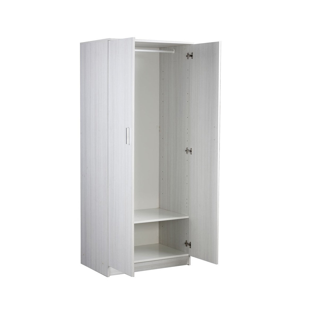 Armadio Bianco 180 2 Ante Appendiabiti Mobile con Ripiano Ufficio Camera Letto