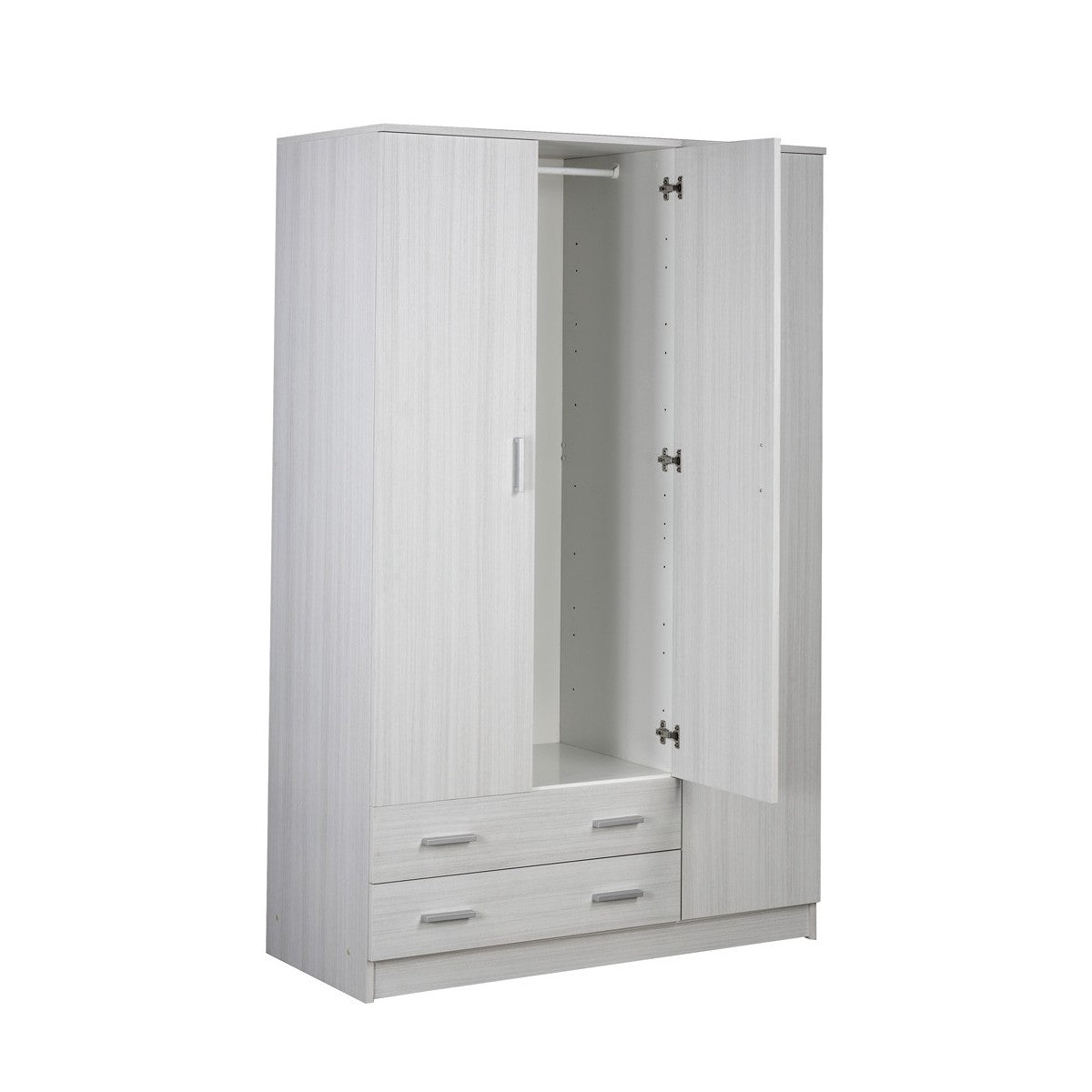 Armadio Bianco 180 h 3 Ante con 2 Cassetti Appendiabiti Mobile Camera da Letto