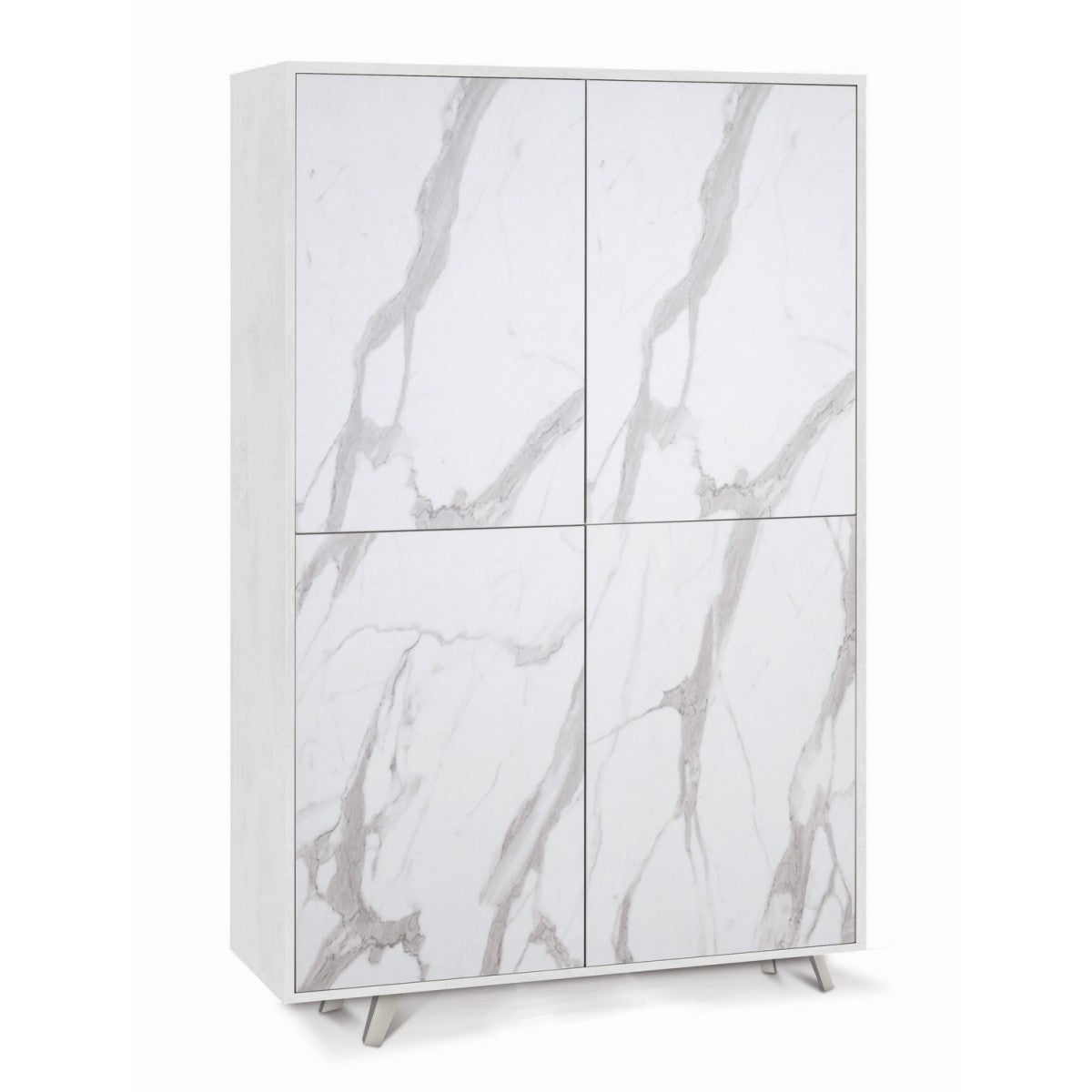 Armadio Bianco Marmo Mobile Credenza Ripiani 4 Ante Soggiorno Ingresso