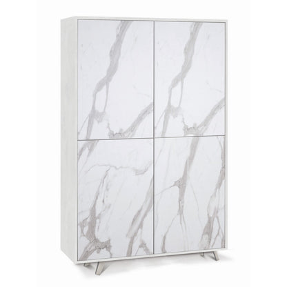Armadio Bianco Marmo Mobile Credenza Ripiani 4 Ante Soggiorno Ingresso