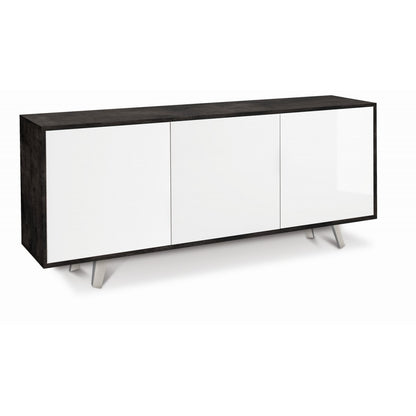 Armadio Buffet 3 Ante Madia Credenza Contenitore Nero Lucido Soggiorno