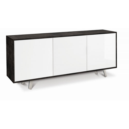 Armadio Buffet 3 Ante Madia Credenza Contenitore Nero Lucido Soggiorno