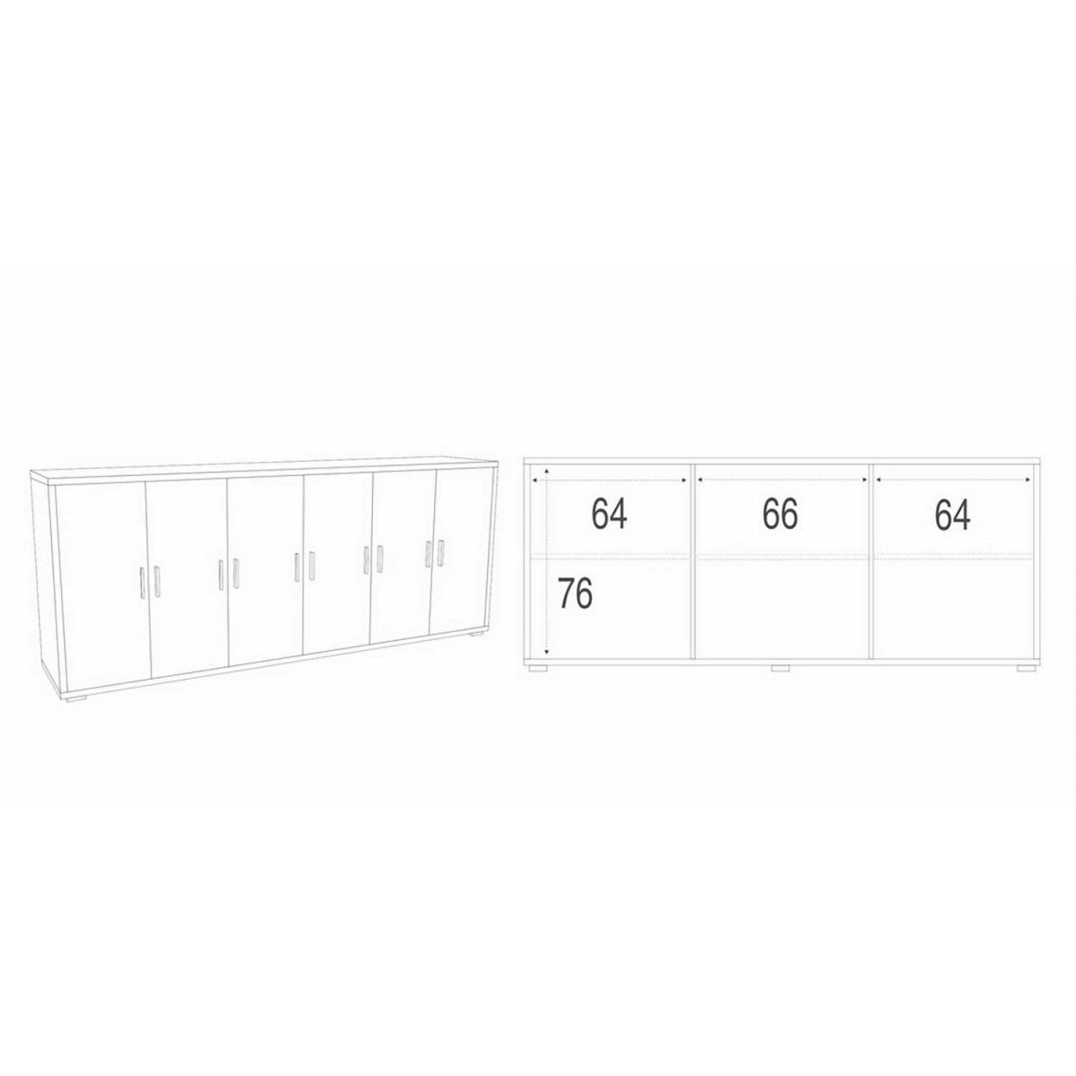 Armadio Credenza Mobile Basso Noce Porta TV Moderno 6 Ante 200 cm Legno