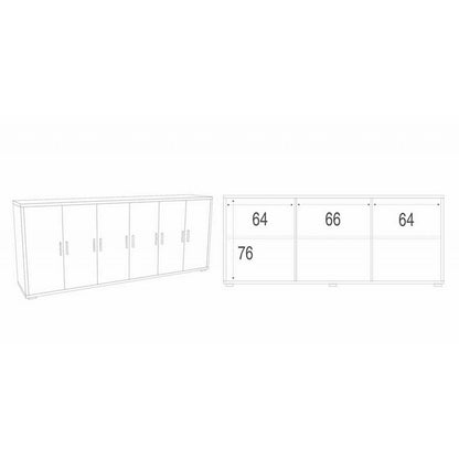 Armadio Noce Nero TV Moderno Credenza Mobile Basso 6 Ante 200 cm Legno