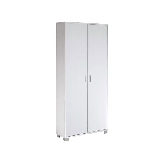 Armadio Slim 2 Ante 190 Bianco con Ripiani Mobile Ingresso per Ufficio Scarpiera