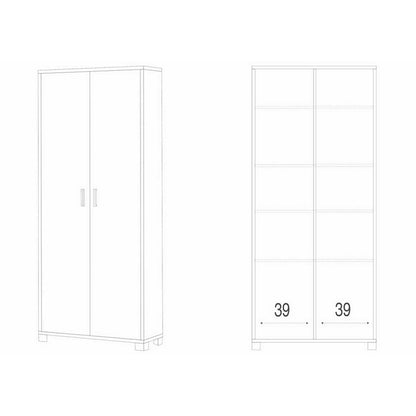 Armadio Slim 2 Ante 190 cm Cemento Bianco con Ripiani Mobile Scarpiera