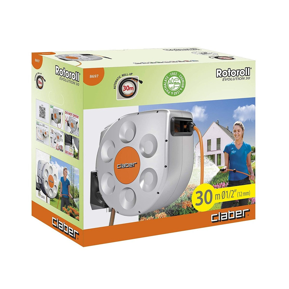 Avvolgitubo Automatico 30 a Muro da Parete Porta Tubo Acqua Giardino Innaffiare