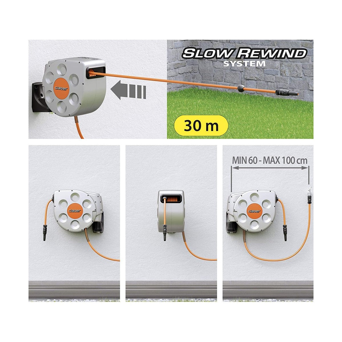 Avvolgitubo Automatico 30 a Muro da Parete Porta Tubo Acqua Giardino Innaffiare