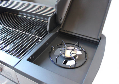 Barbecue a gas in acciaio inox 5 fuochi con fornello laterale