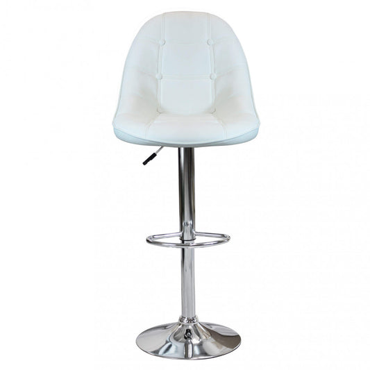 Sgabello Bianco Ecopelle con Struttura in Metallo