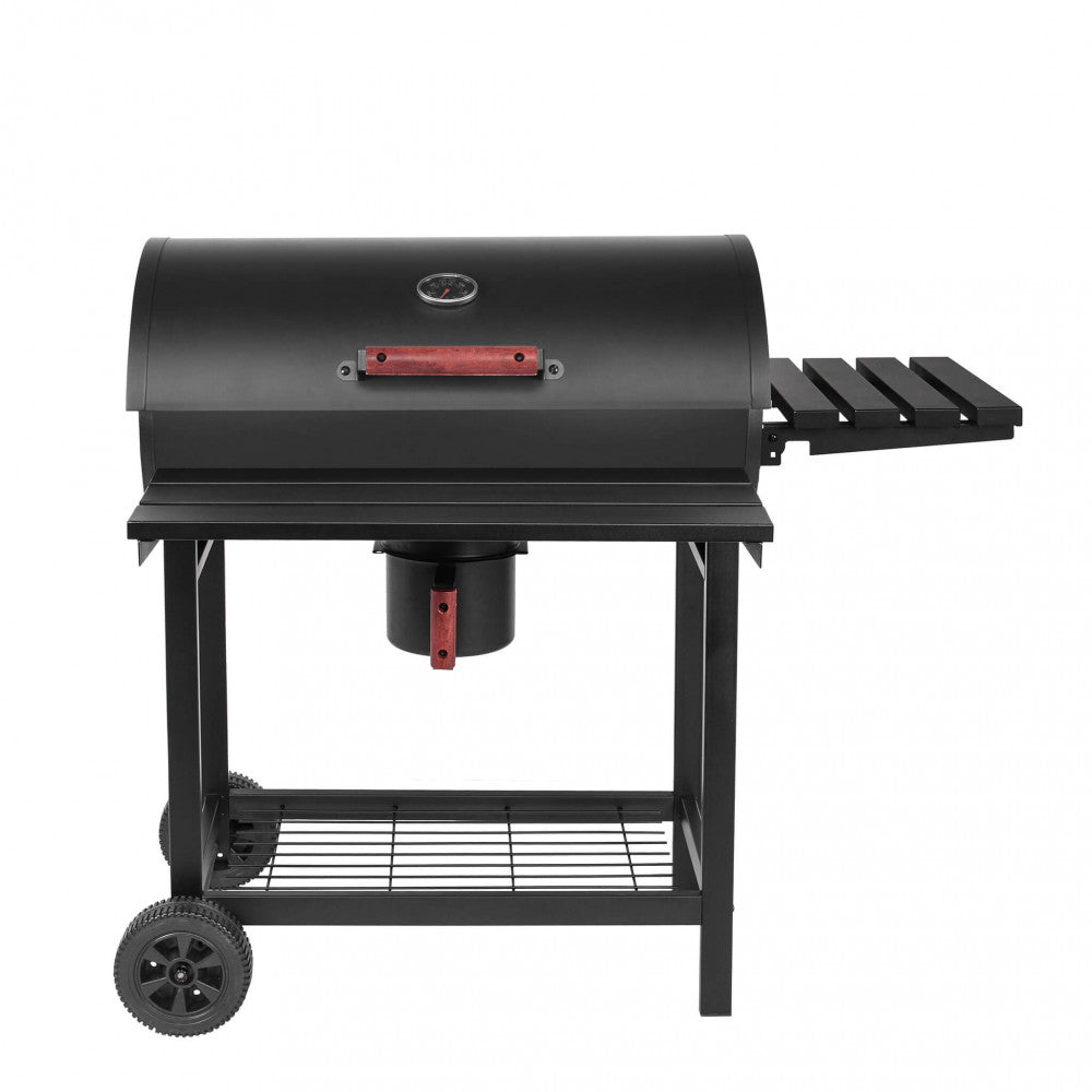 Barbecue a carbonella con 2 griglie e termometro in acciaio nero