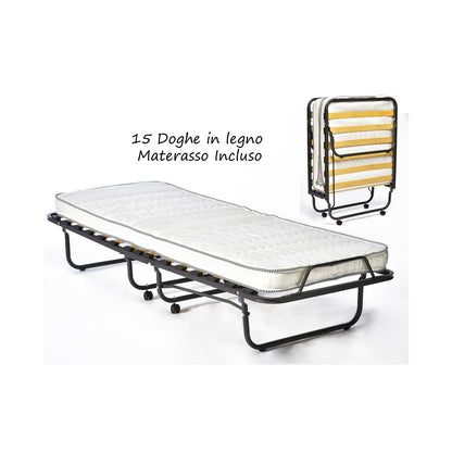 Brandina Pieghevole con Materasso 80x190 Doghe Letto Singolo Poliuterano
