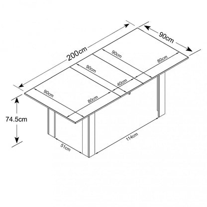 Tavolo Allungabile Bianco 160/200x90x74.5 cm – Design Moderno