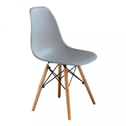 Set di 4 sedie grigie moderne, in metallo e legno, senza braccioli