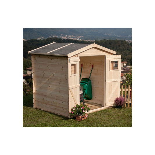 Casetta di Legno 2x2,5 Block House spessore 19 mm da Esterno Giardino Porta Attrezzi Armadio