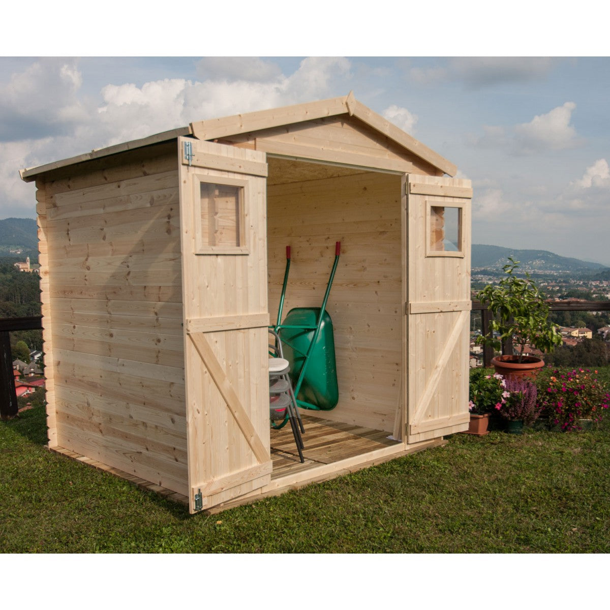 Casetta di Legno 2x2,5 Block House spessore 19 mm da Esterno Giardino Porta Attrezzi Armadio