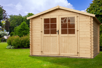 Casetta 3x3 di Legno Blockhouse spessore 28 mm Rimessa per Attrezzi da Giardino