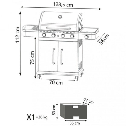 Barbecue a gas in acciaio inox 4 fuochi con fornello laterale da Esterno